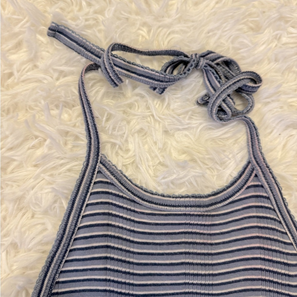 3/20 American Eagle Blue and White Striped Halter Top American Eagle Tank Top - Picture 3 of 5
